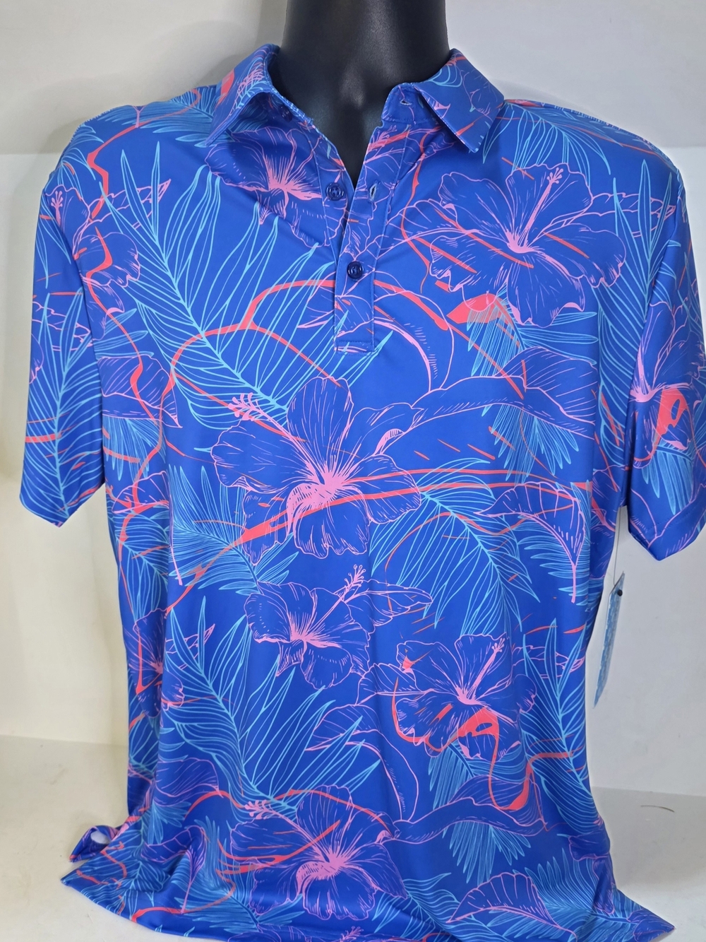 Birdie Bound Tropival Blue Golf Polo Mens Medium